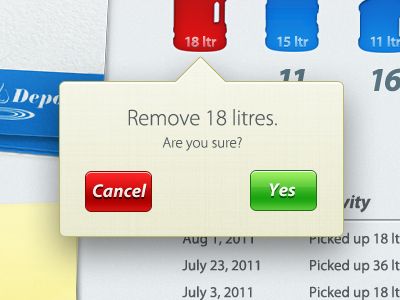 Notify And Remove buttons modal window ui