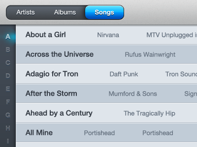 Songs lists ui