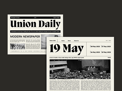Union Daily a modern news website concept app layout layout design news ui ux web design