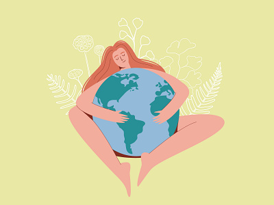 Eco-friendly feminine hygiene store logo character character design earth eco eco friendly feminine flat girl globe hygiene illustration vector