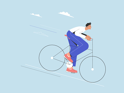 Cyclist bycicle character character design clouds cycle eco friendly flat hipster illustration transport vector