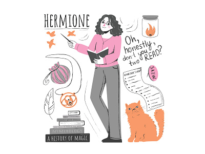 Hermione Granger character character design flat girl harry potter harrypotter hermione granger illustration vector