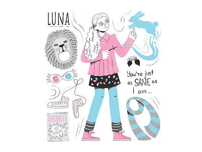 Luna Lovegood character character design design flat girl harry potter hogwarts illustration luna lovegood vector