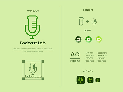 Podcast lab logo and brand identity design brand identity branding design flat logo lab lab logo logo logo design minimalist logo modern modern logo podcast podcast logo