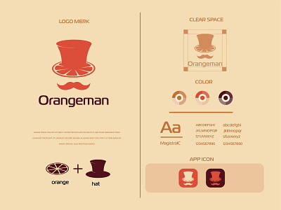 Orangeman logo and brand identity brand identity branding cap flat flat logo hat logo logo design man men minimalist logo modern logo orange orangeman