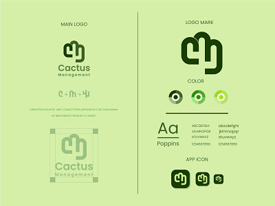cactus logo and brand identity brand identity branding cactus design flat logo green logo logo design minimalist logo modern modern logo nature