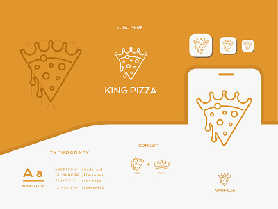 king pizza logo and brand identity