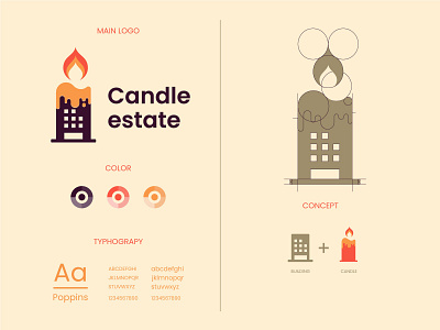 Candle estate logo and branding brand identity branding building candle estate flat flat logo logo logo design minimalist logo modern modern logo real estate