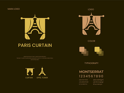 Paris curtain brand identity branding design eiffel tower flat logo logo logo design minimalist logo modern modern logo paris paris curtain
