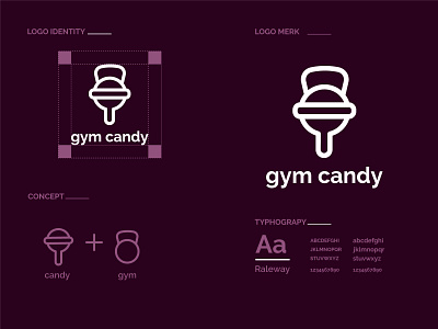 gym candy brand identity branding candy design flat gym logo logo design minimalist logo modern modern logo