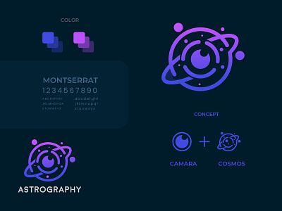Astrography astrography astronomy astrophotography brand identity branding cosmos design flat galaxy logo logo design minimalist logo modern modern logo photography