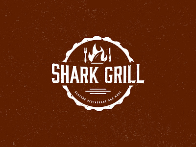 shark grill vintage logo design