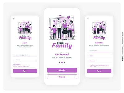 Daily UI #001 Sign Up - Challenge #1 app daily001 dailyuichallenge get started login login screen sign in sign up signin signup social network socialfamily ui