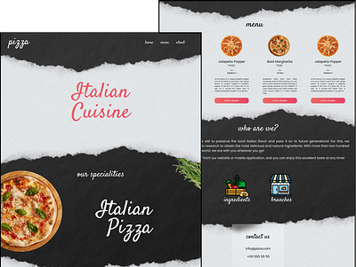 Full website design Italian pizza animation design graphic design illustration typography ui ux vector website website design