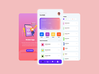 Wallet App animation app branding design graphic design illustration mobile ui uiux user interface