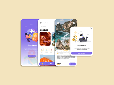 Travel App animation app branding design graphic design mobile ui uiux user interface ux