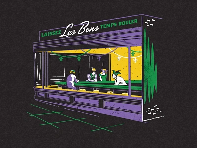 Laissez Les Bons Temps Cafe art history building illustration madri gras new orleans nighthawks nola