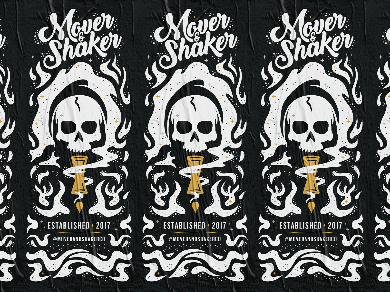 Mover & Shaker Tall Poster 2 color banner brand gif illustration mover and shaker poster skull spirit