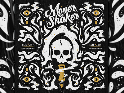 Mover & Shaker - Square Poster 2 color bartender brand mouth mover and shaker poster skull spirits square
