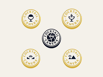 Cocktail Camera - III badge brand identity branding camera cocktail drinks icons lowdrag type