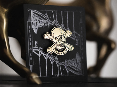 Death & Co. - I badge bar barware deathandco enamel pin gold illustration letterpress m.c. pressure mover and shaker package design pin pinbacks