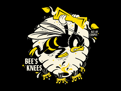 Bee's Knees 2-color bee bee hive beesknees cocktail drink illustration mixology vector