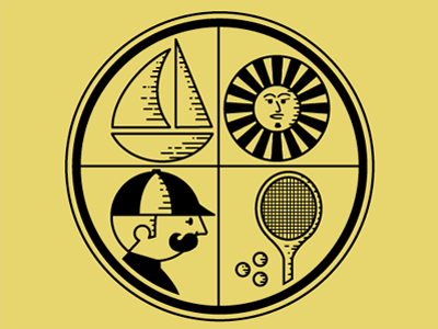 The Jockey Club badge boat icon jockey lines mustache sun tennis