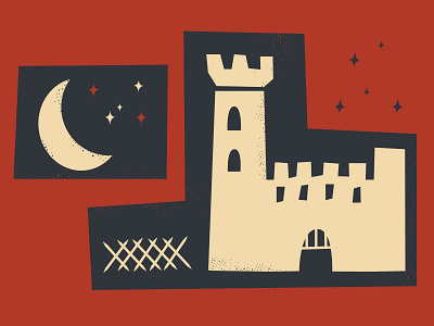 Macbeth - Castle castle illustration macbeth midcentury modern moon poster screenprint theater