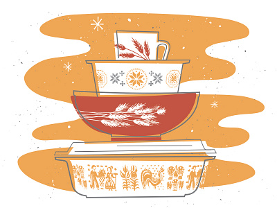 Fall - Pyrex Fest anitques bowls cups fall illustration kitchenware midmod pyrex
