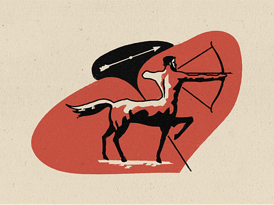 Zodiac - Sagittarius 2 color astrology bow and arrow centaur greek horse illustration midcentury modern midmod sagittarius zodiac