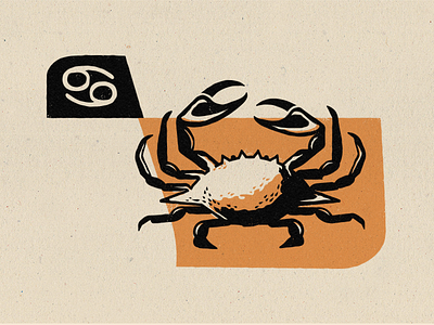 Zodiac - Cancer 2 color astrology cancer crab greek illustration midcentury modern midmod zodiac