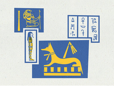 The Underworld ancient art history egyptian hieroglyphics horus icon illustration mid century modern