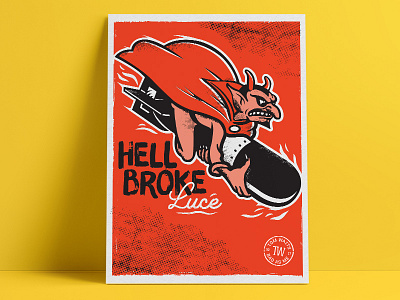 Tom Waits - Hell Broke Luce aiga asps17 bomb devil flying halftone hell illustration music poster tom waits type