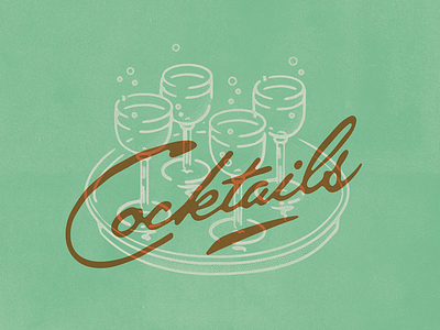 Cocktail drink tray cocktails design glasses glassware handwritten illustration line drawing retrosupply co. script
