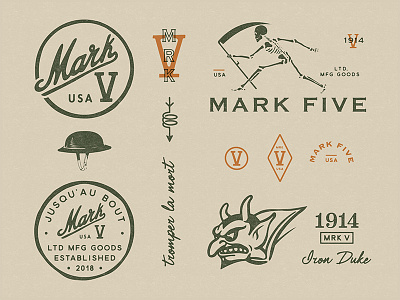 Mark V - Branding branding devil illustration insignia logo military monogram skeleton skulls tank world war ww1
