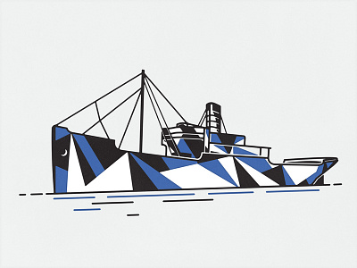 Dazzleship boat camouflage illustration military navy sea ship spot illustration vector vessel world war ww1