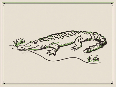 Louisiana Gator alligator bayou gator hand drawn illustration line new orleans retro supply co swamp travel vector