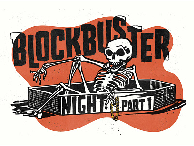 Blockbuster Night Pt. 1 👉 🤛 🔥 3 color aiga aiga jacksonville coffin illustration poster retrosupplyco run the jewels screenprint skeleton skulls texture true grit vector