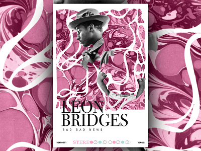Leon Bridges 2 color aiga collage collageart design illustration leon bridges marble midcentury modern midmod music poster