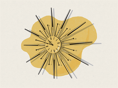 Atomic Clock 2-color atomic clock collectors edition illustration midcentury modern midmod retro retro supply texture true grit true grit texture supply vector vintage yellow