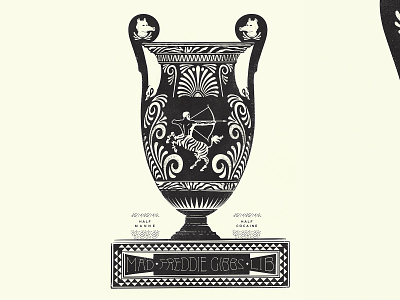 Freddie Gibbs / Madlib 1color aiga aigajax designplusmusic freddie gibbs gigposter greek vase hiphop illustration madlib poster pottery texture true grit texture supply vase zebra