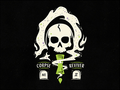 Corpse Reviver No. II 3 color classic cocktail cocktail corpse reviver illustration mixology reaper skull spooky tombstone