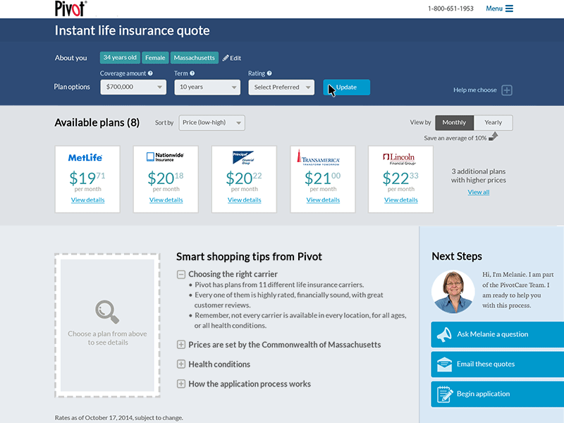 Pivot Insurance - Quoting Page ui ux web design website responsive search forms data input animation gif new spin digital insurance