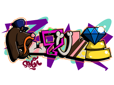 Suzuki by 503r dog graffiti illustration lettering