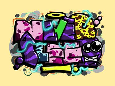 Never sleep color graffiti illustration lettering procreate