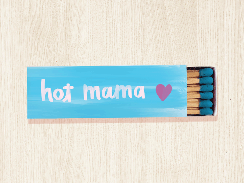 Hot Mama Matches branding bright custom font handwritten matches playful restaurant script watercolor