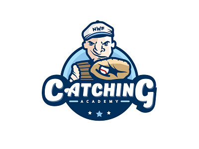 Academy Logo academy badge baseball blue catching design illustration logo vector