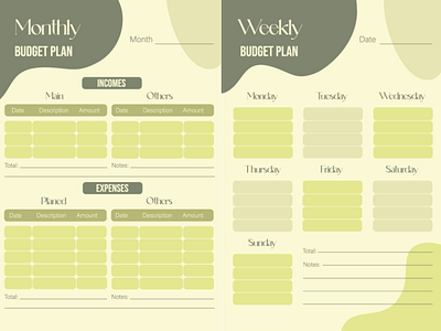 Monthly and Weekly budget plan adobe illustration budget plan budget planner design finance plan graphic design illustration monthly plan monthly planner vector weekly plan weekly planner