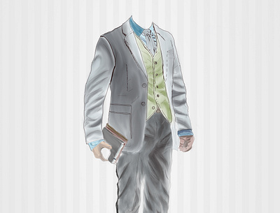 Professor hipster in a suit with a book in the hand beautiful break business businessman cartoon character elegant executive gentleman hand handsome holds illustration male man manager office person professional suit