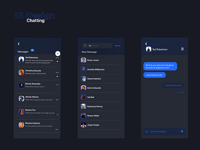 Messenger | Dark mode | Social media application application chatting communication dark messages messenger mode ui